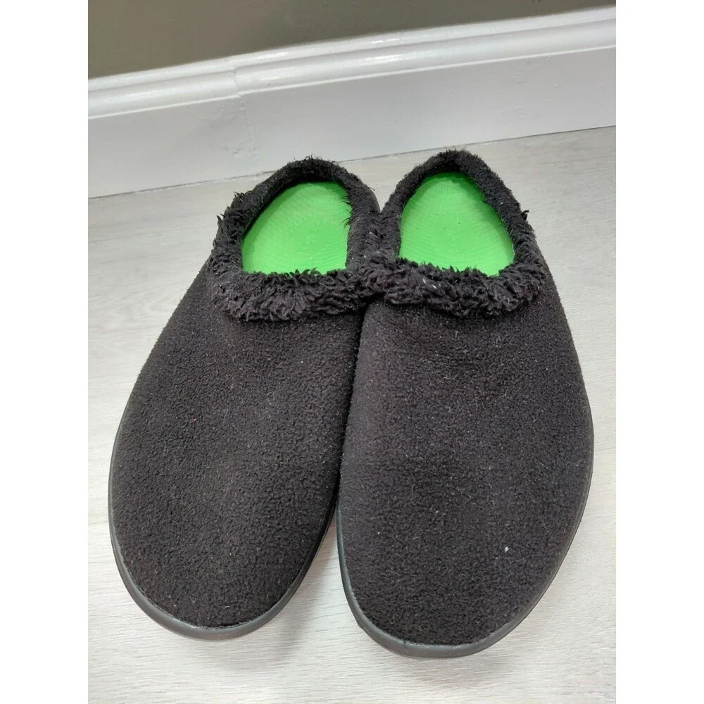 OOFOS OOcoozie Mule Men's 9.5(EU 42.5) Slip On Recovery Shoes Black Sherpa